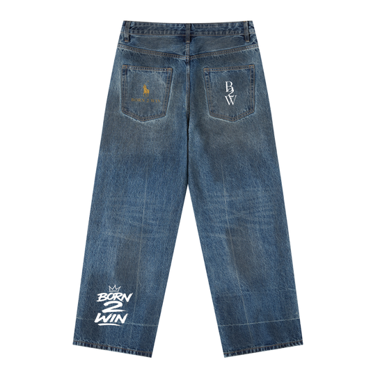 Vintage Wash Baggy Denim Jeans