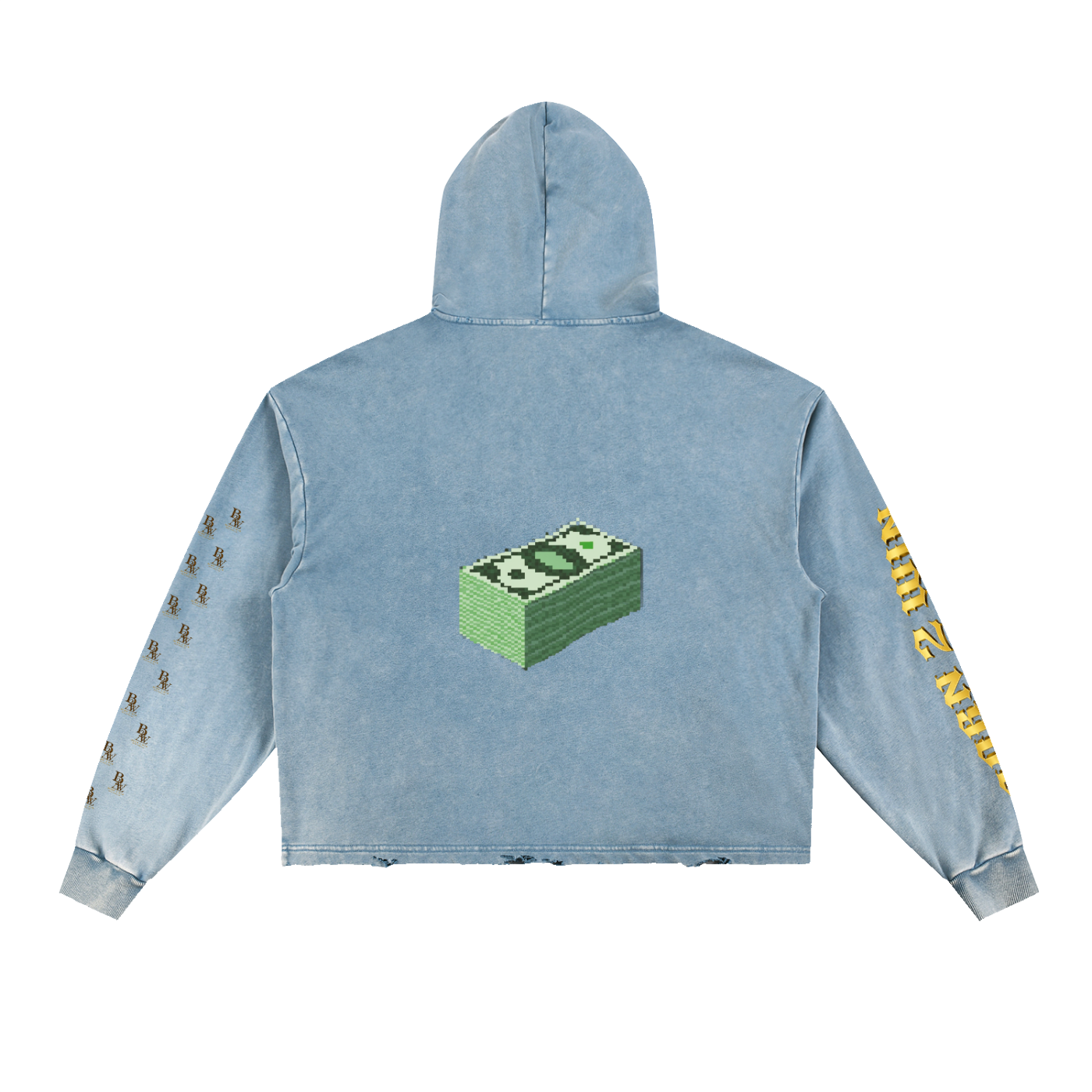 Vintage Washed Frayed-Hem Hoodie