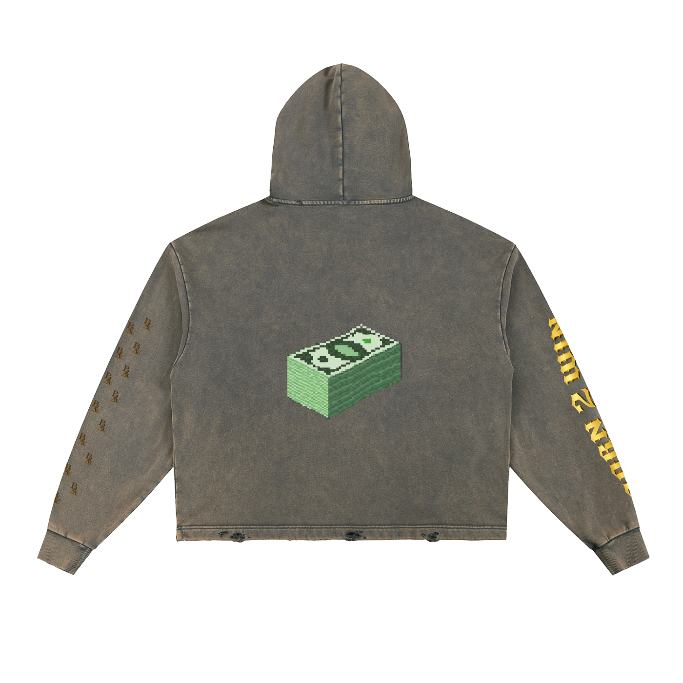 Vintage Washed Frayed-Hem Hoodie