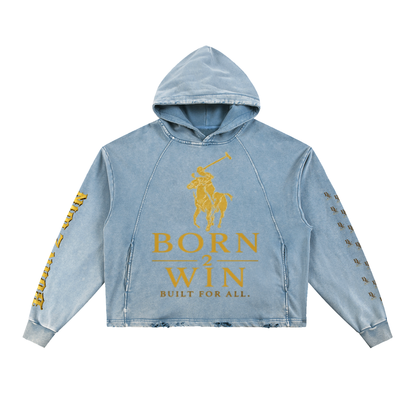 Vintage Washed Frayed-Hem Hoodie