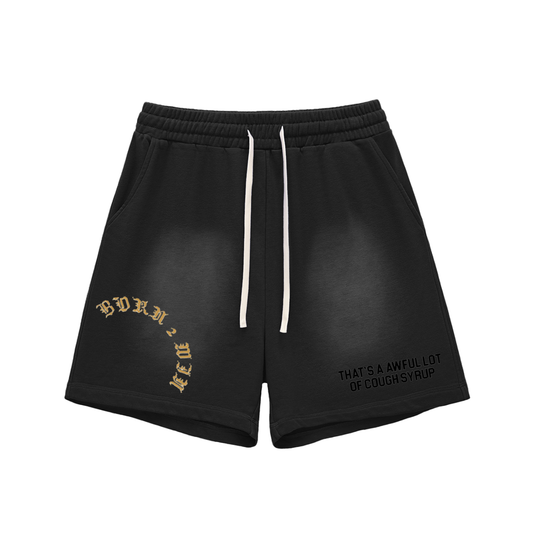 Sun Fade Raw Edge Cotton Shorts