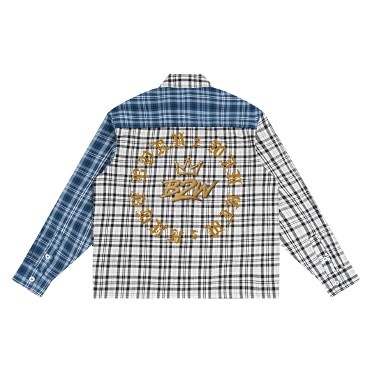Unisex Oversized Plaid Color Block Shirt