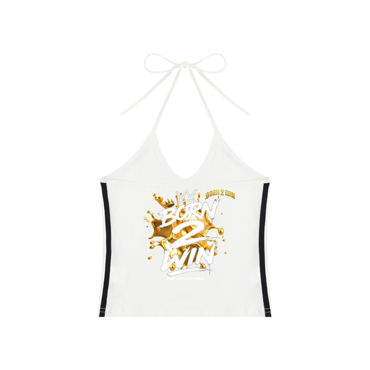 Women's Color Block Halter Crop Tank Top