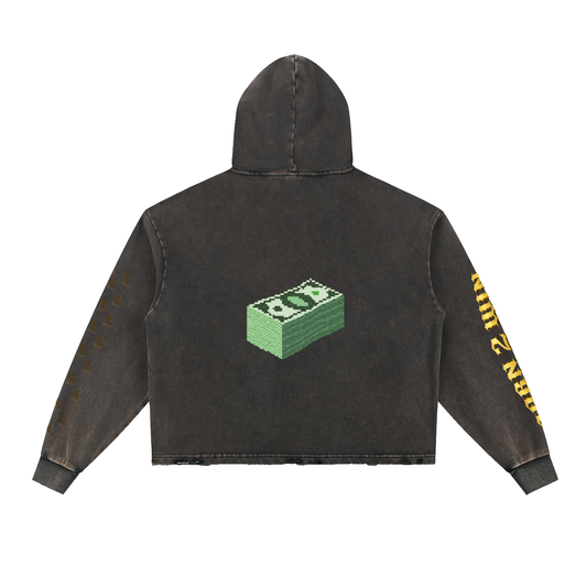 Vintage Washed Frayed-Hem Hoodie