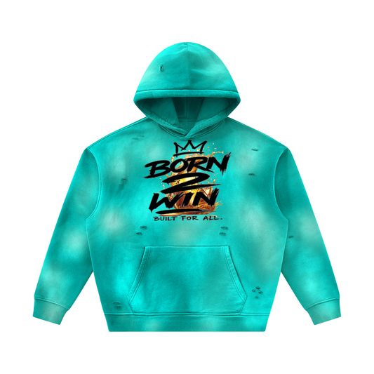Unisex Sunfade Frayed Fleece Hoodie