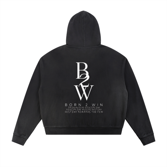 Sun Fade Frayed Raw Edge Fleece Zip Hoodie