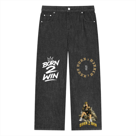 Unisex Vintage Wash Straight Leg Jeans