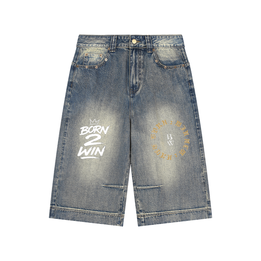 Vintage Wash Baggy Denim Shorts