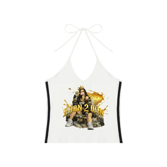 Women's Color Block Halter Crop Tank Top